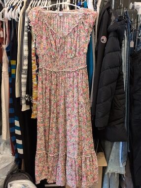 Old Navy Pink Floral Smocked Maxi Dress